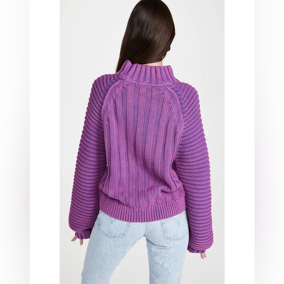Free People Purple Cable Knit Sweater - Picture 3 of 9